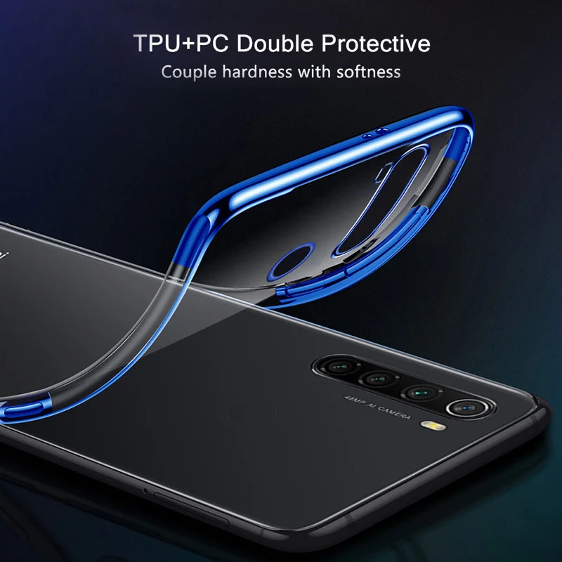 Мягкий прозрачный чехол для телефона Xiaomi Redmi Note 8T с покрытием лазерной плазмой и силиконовым красным фундаментом для Redmi Note 8 Pro.