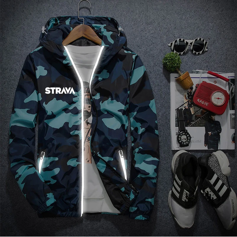 

Camouflage Mens Windbreaker Reflective Cycling Jacket Shirt Men's Windbreaker Summer Suncreen Men Waterproof Outerwear Jacket