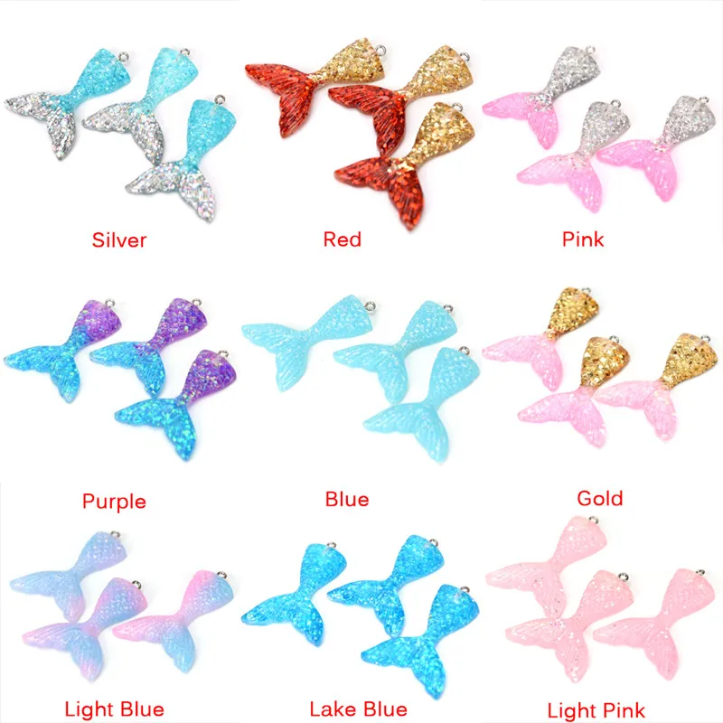 

10Pcs/lot Kawaii Multicolor Mermaid Tail Pendants Charms For Kids Jewelry Making DIY Decoration Neckalce Earring Key Chain