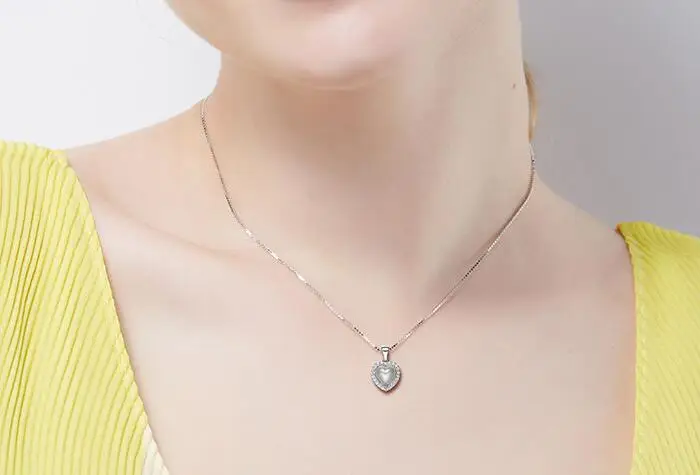 

YPD48 925 Silver Zircon Girl Necklace Birthday Wedding Party Gift Girl Necklace