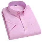 Рубашка AOLIWEN мужская из 56% хлопка, однотонная сорочка из ткани Оксфорд с короткими рукавами, деловая офисная сорочка Slim, лето