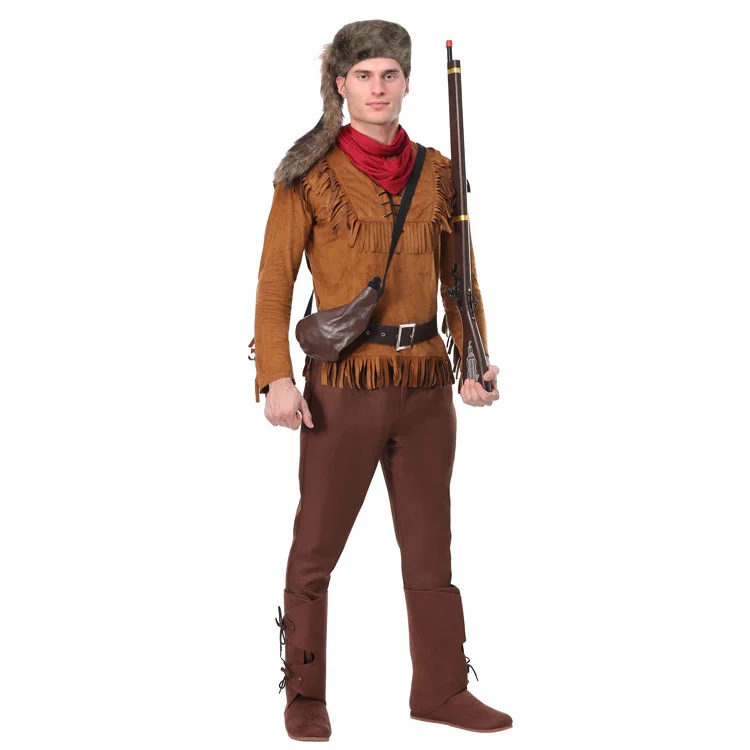 

Halloween Adult Role Play Texas War of Independence Hero Davy Crockett Soldier Uniform cosplay costume