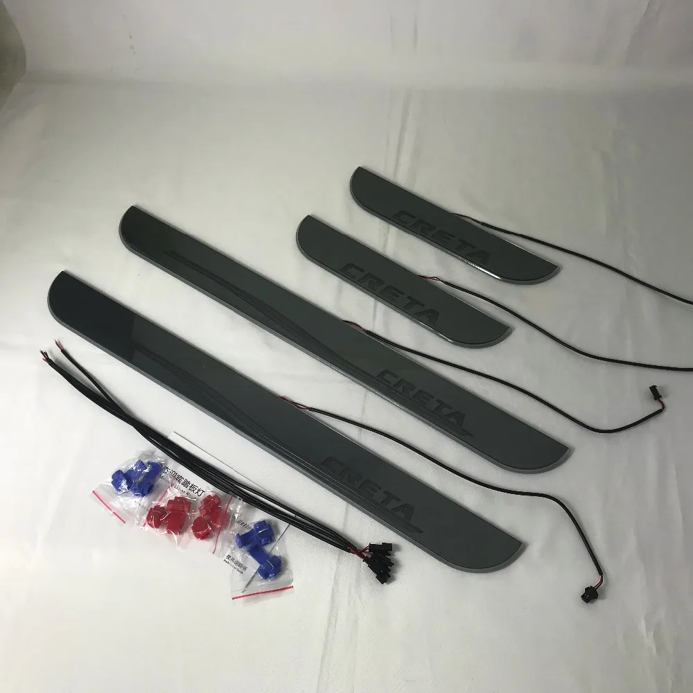 

Osmrk led moving door scuff for hyundai creta dynamic door sill plate lining overlays guards flowing/fixed light