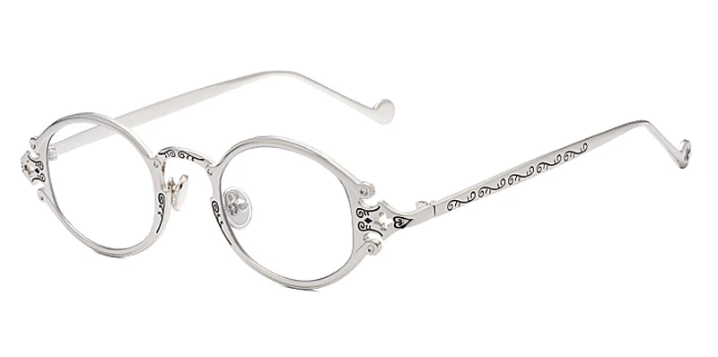 silver with clear Peekaboo, мужские Овальные Солнцезащитные очки, мужские,, в стиле панк, красные, женские солнцезащитные очки, Ретро стиль, Круглые, золотая, черная, металлическая оправа, высокое качество, UV400 - Цвет линз: silver with clear