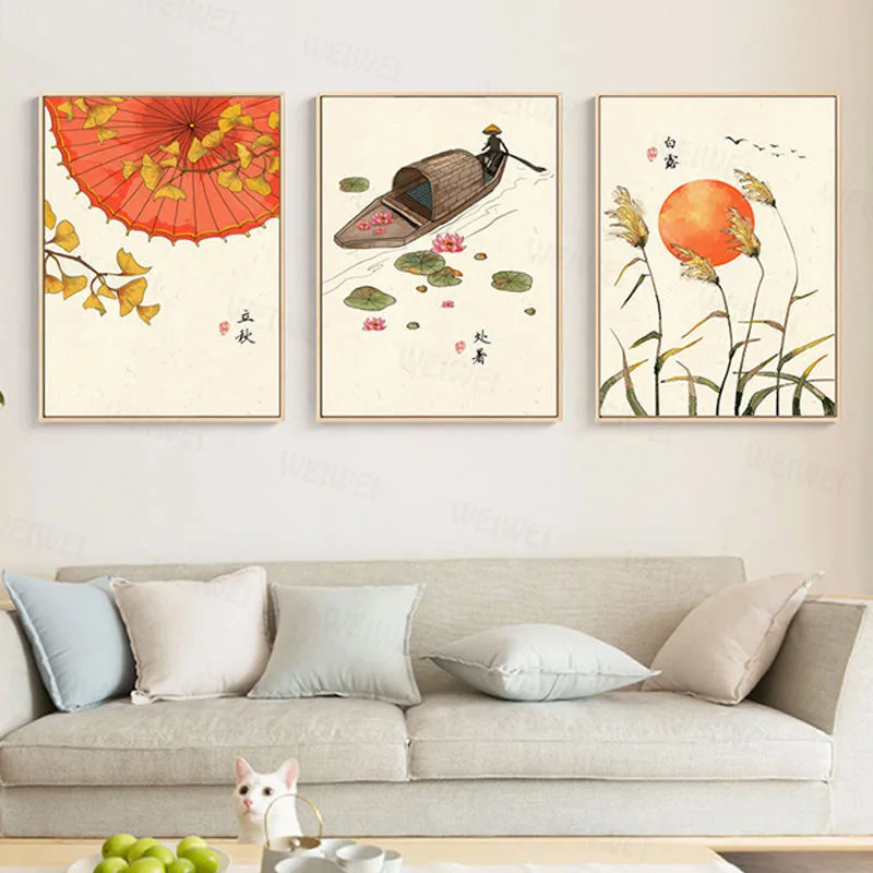 Традиционная китайская культура 24 солнечных термина красный зонтик-лодка