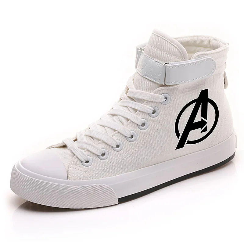 Marvel, Мстители, с принтом, высокие дышащие парусиновые кроссовки, мужские, VelcroShoelace, индивидуальные, Студенческая обувь, A19525