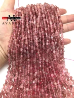 natural stone red strawberry crystal beads faceted water drop spacer beads for diy jewelry making bracelet necklace 6mm