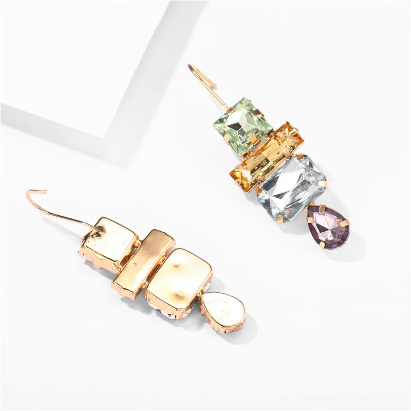 AY ZA фиолетовый зеленый геометрический горный хрусталь Висячие серьги для женщин