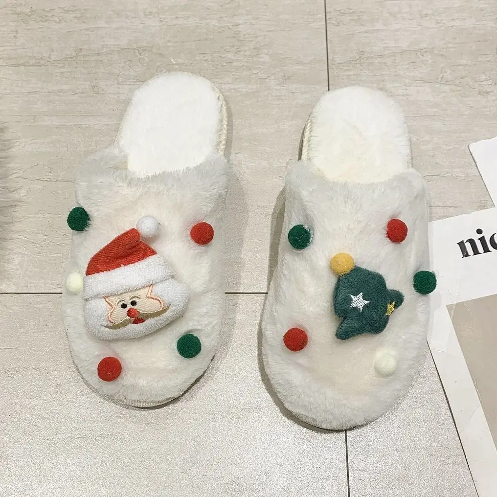 

Winter Slippers for Women Christmas Warm Furry Slippers Indoor Home Cotton Shoes Female Fur Slides Casual Flip Flops Zapatos