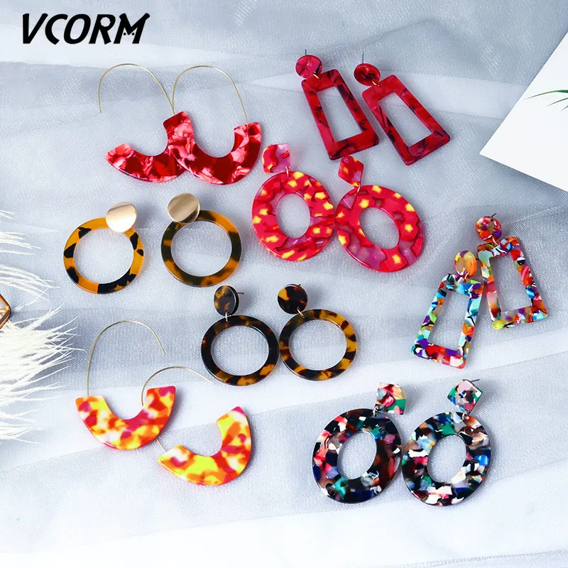 Новые корейские большие акриловые висячие серьги VCORM для женщин 2019 ювелирные