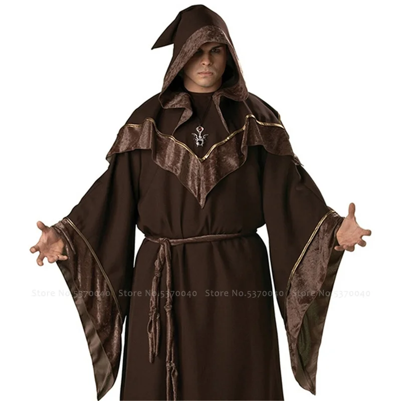 Костюмы для косплея на Хэллоуин мужчин одежда Мага плащ кепки Волшебник