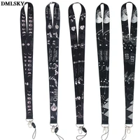 MD014 DMLSKY Cartoon Punk Lanyard Keychain Black Lanyards for keys Badge Mobile Phone Rope Neck Straps Accessories Gifts