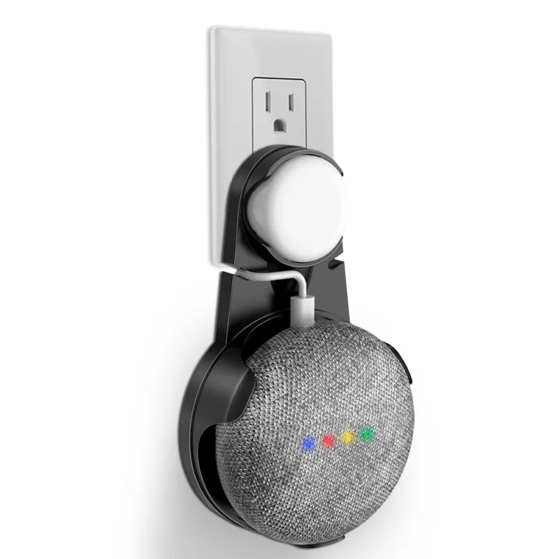 Black Розетка настенный держатель шнур кронштейн для Google Home Мини голосовой помощник штекер в кухне спальня портативный аудио стенд - Цвет: Black
