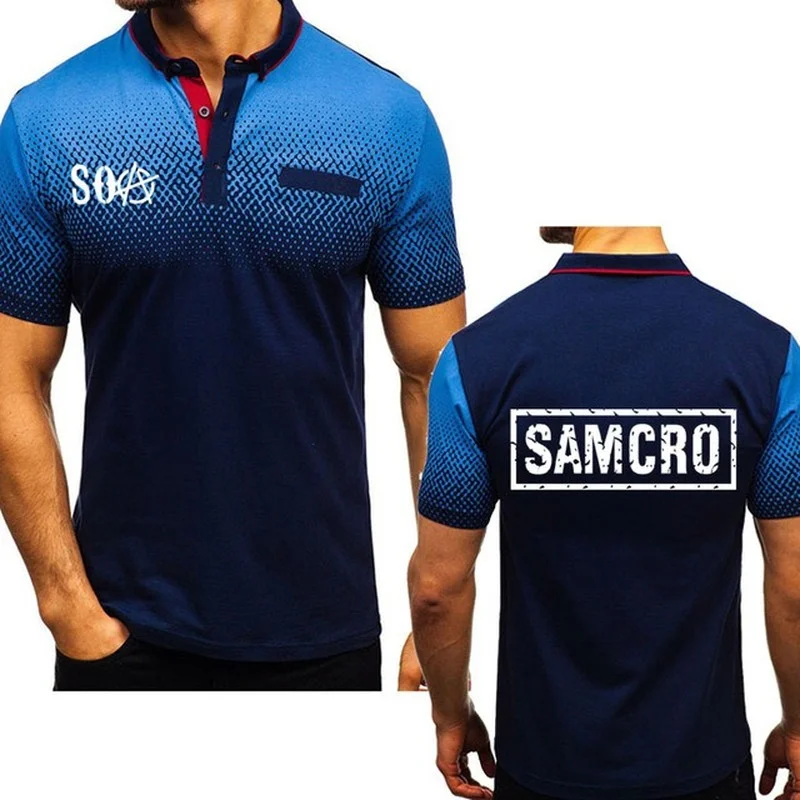 

Summer Men's Short sleeve SOA Sons of anarchy the child SAMCRO Printed Cotton Crew neck Short Sleeve casual Men's Polo shirt K