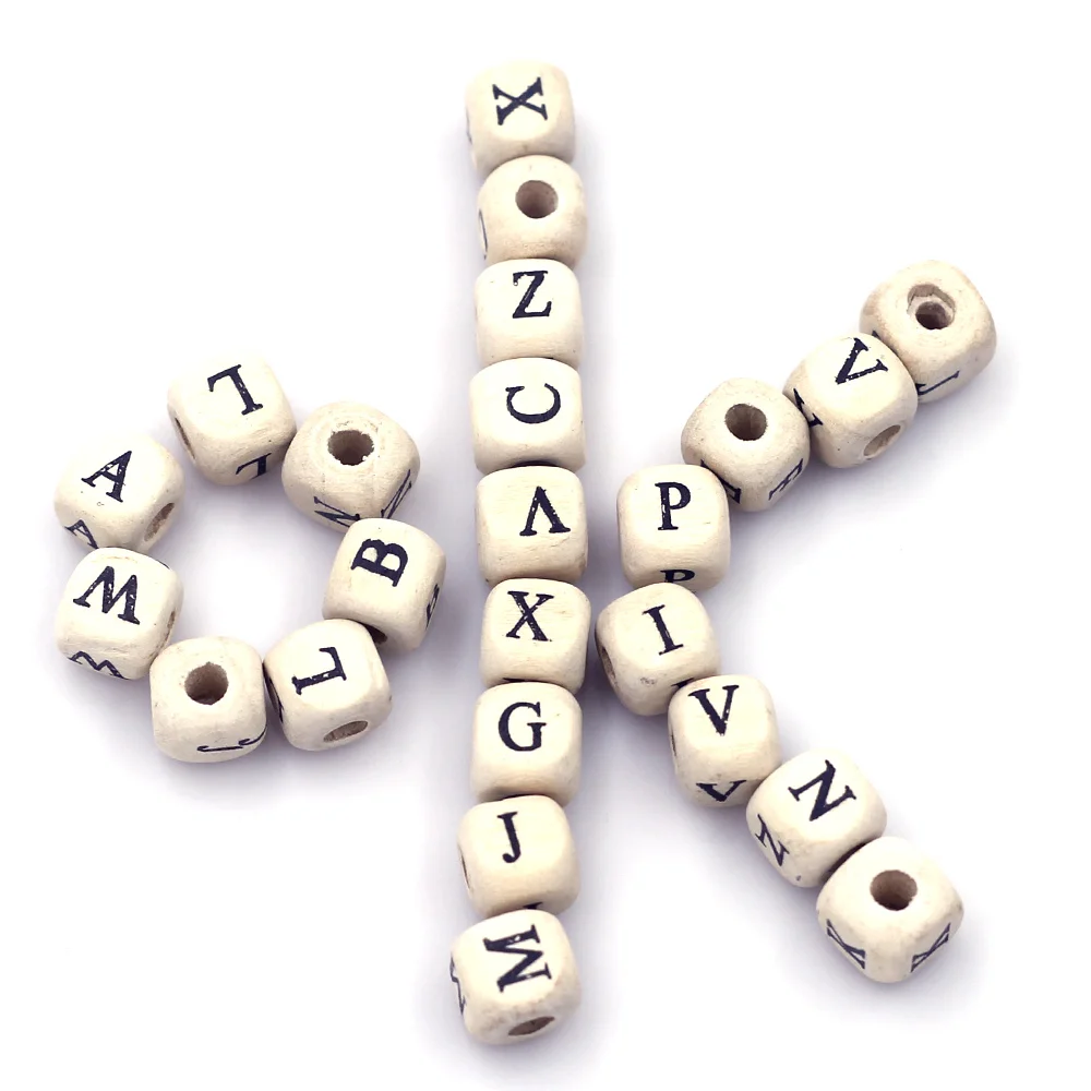 

8x8mm Mixed Alphabet Letters Natural Wood Spacer Beads Jewelry Crafts Making Eco-Friendly Ornaments Kid's Handwork Accessories
