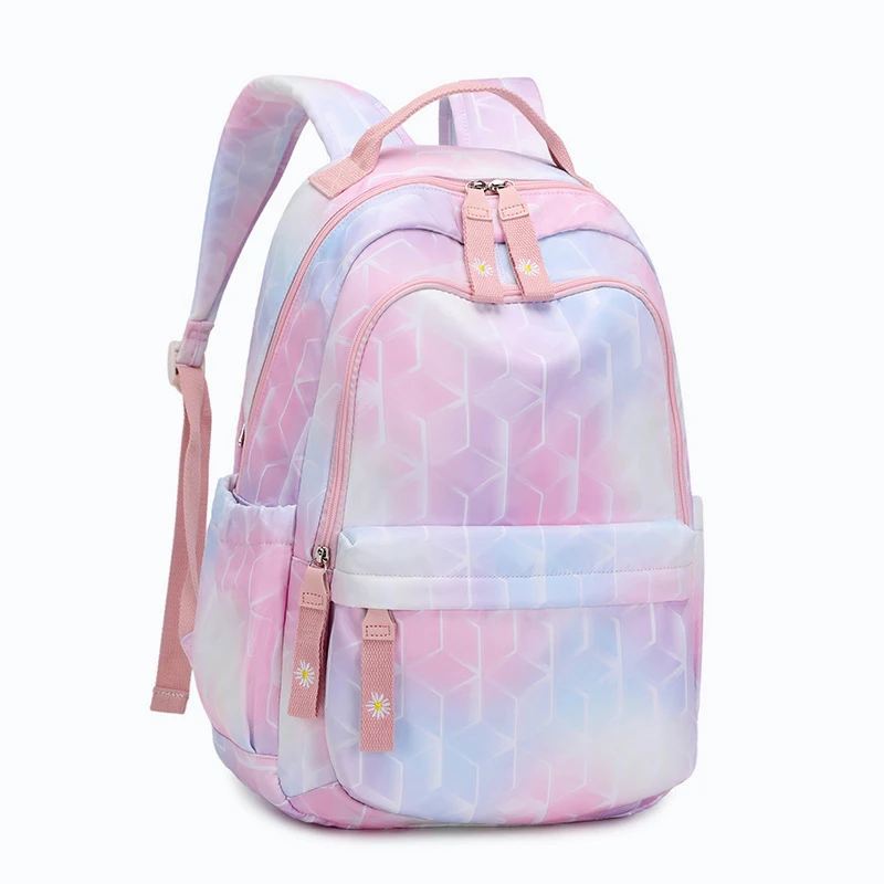 

Teen School Bag for Girls Backpack Women Printing Bookbags Middle Student Schoolbag Large Pink Cute Starry Sky Nylon Bagpack