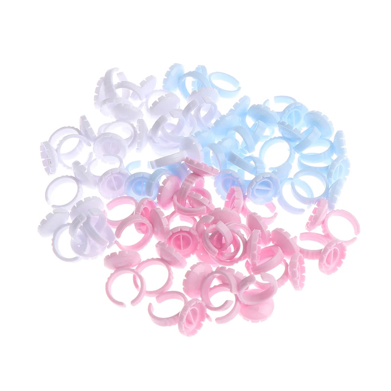 

100Pcs Disposable Eyelash Glue Fan Cup Rings Holder Container Tattoo Pigment Eyelash Extension Tools Lash Supplies