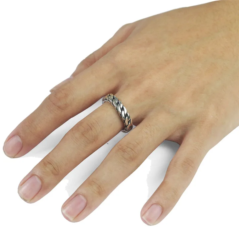 Витое кубинское звено цепи кольца регулируемые розовое золото нержавеющая сталь