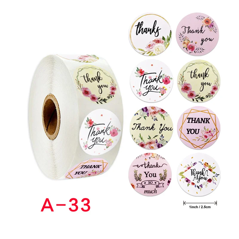 100pcs Thank You Envelope Seal Scrapbook Sticker Pink Heart Cute Round Stationery Label | Дом и сад