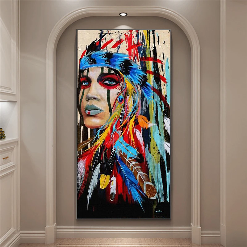 Поп арт индийская девушка холст Художественная Настенная роспись акварель