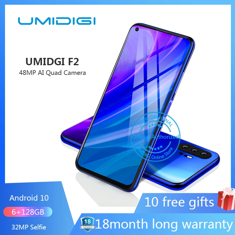 UMIDIGI F2 6,5" FHD+ 6 ГБ 128 ГБ глобальная версия Android 10 32 МП селфи Helio P70 48MP AI Quad камера мобильный телефон 5150 мАч NFC
