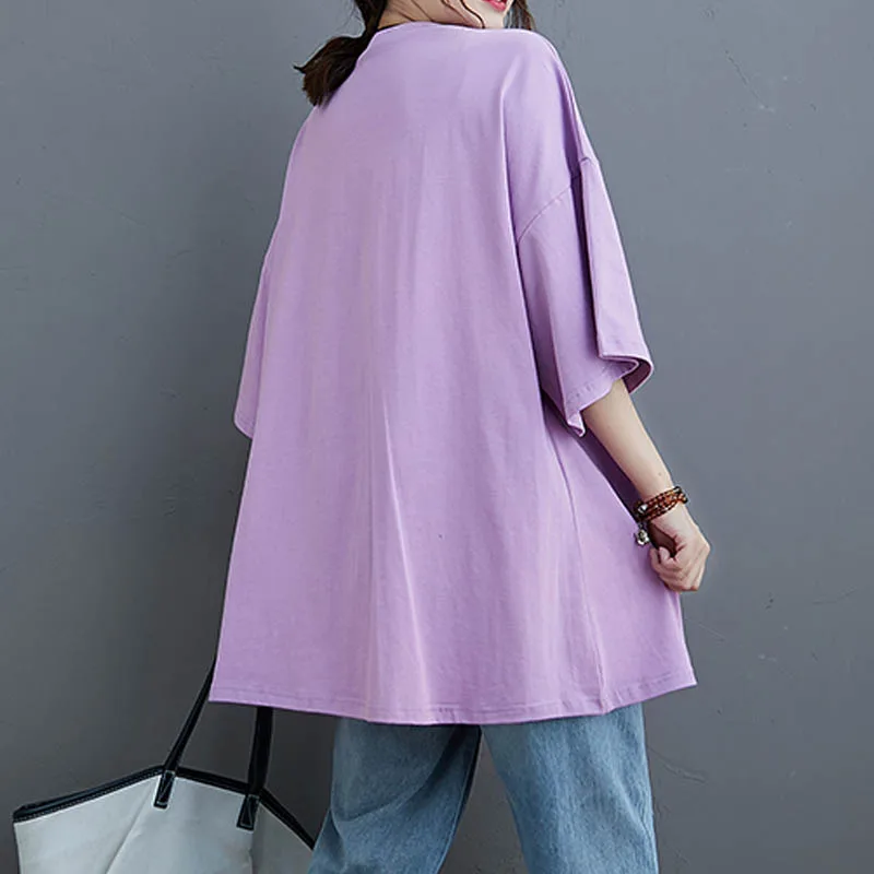 Plus Size Cotton T-Shirts For Women 2020 New Summer Casual Basic Lady Tops Tees Female Short Sleeve Ladies Tunic 4XL 5XL | Женская