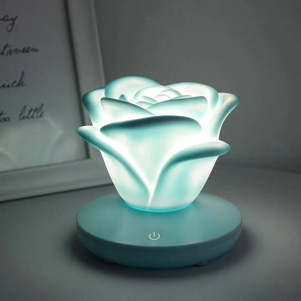 

USB Romantic LED Rose Night Light Rose Shape Dimmable Touch Light Led Silicone Atmosphere Lamp Valentine Gift