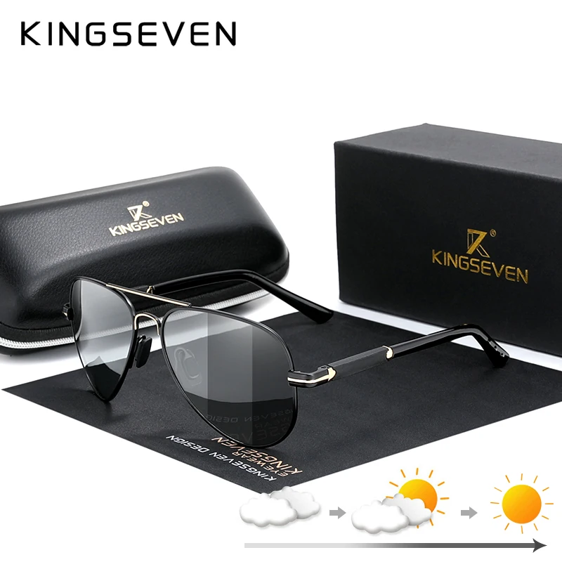 

KINGSEVEN 2020 Aluminum Photochromic Polarized Sunglasses Men Aviation Driving Glasses Driver Goggles Oculos De Sol Masculino