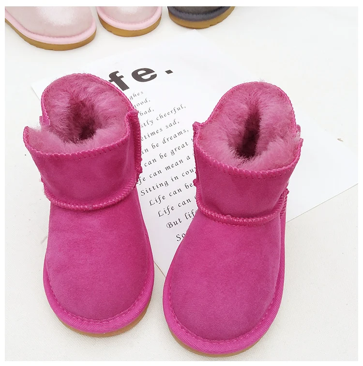 Baby Girls Snow Boots Winter Australia Warm Sheep Skin Leather Fur Baby Botas Waterproof Infant Boot Boys Bootie Shoes Non-slip