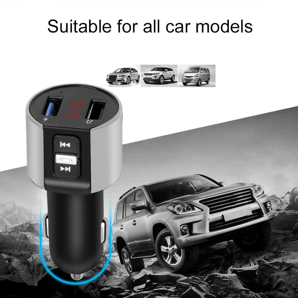 Автомобильное зарядное устройство Kebidu с двумя USB-портами FM-передатчик цифровым