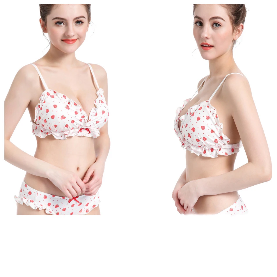 Для девочек в стиле &quotЛолита&quot клубника пуш ап нижнее бельё для комплект Kawaii &amp