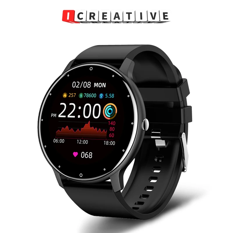 

ICREATIVE 2021 New Smart Watch Men Full Touch Screen Sport Fitness Watch IP67 Waterproof BT Android Smartwatch with Box