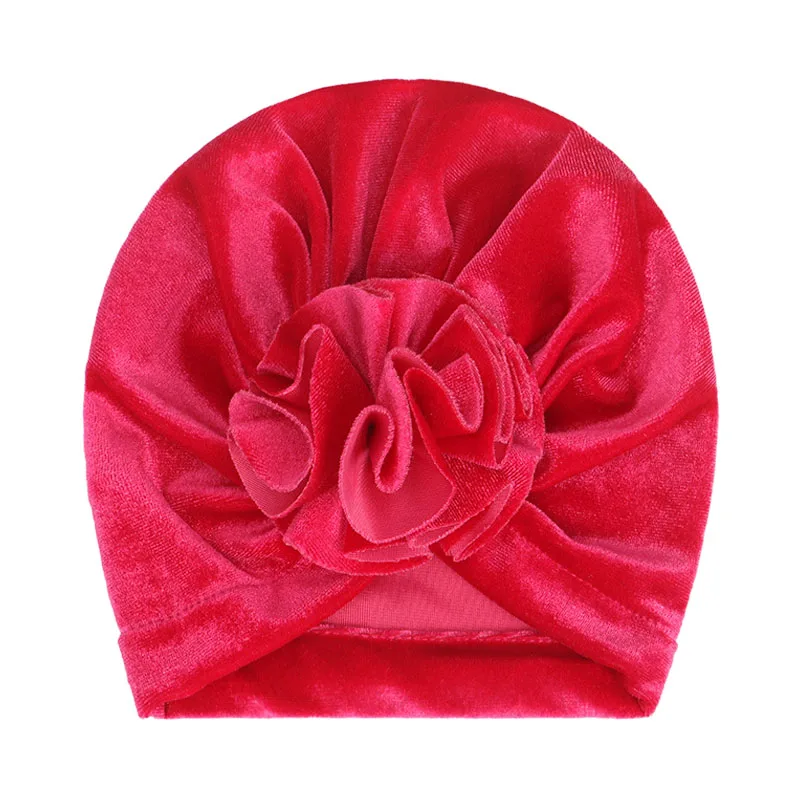 Fuchsia velvet Новинка; шапка для маленьких девочек; шапка-тюрбан из хлопка; реквизит для фотосессии; детская шапочка; аксессуары для малышей; шапка для девочек; шапки; 16 цветов - Цвет: Fuchsia velvet