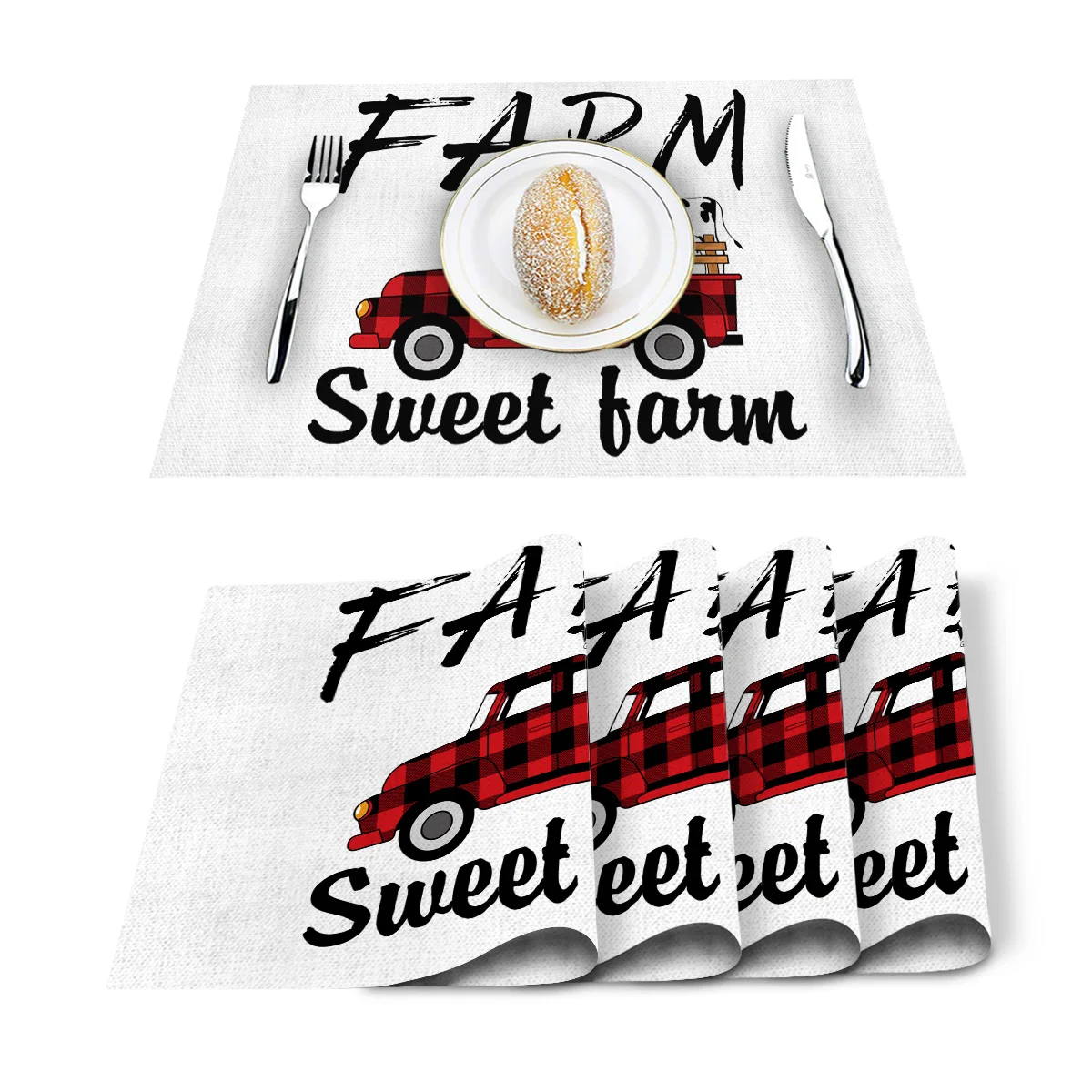 4 6 штук в партии комплект Коврики на стол Сладкая ферма дом осень красно-Хагар
