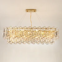 led postmodern oval round golden silver crystal hanging lamps chandelier lighting lustre suspension luminaire lampen for foyer