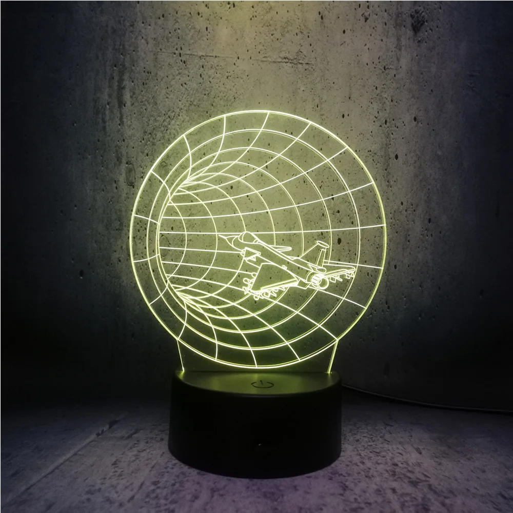 Новый дизайн 3D светодиодная USB лампа космический самолет через вуаль времени 7