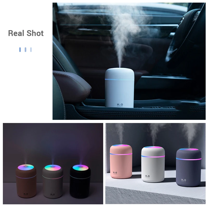 

Car USB Air Humidifier 300mL Aromatherapy Oil Diffuser Mute With Atmosphere Light Creative Air Humidifier For Car/Home/Office