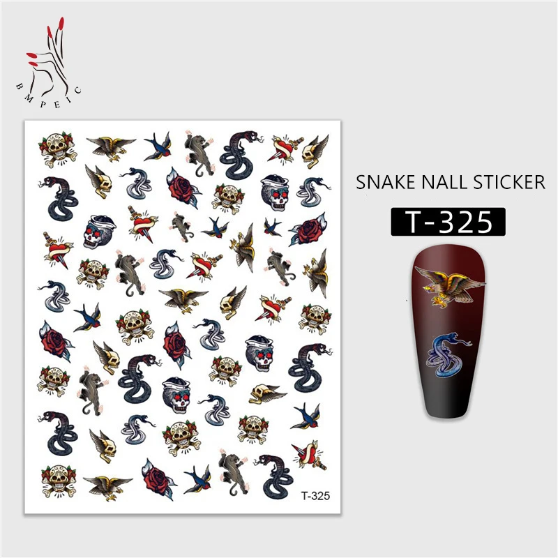Стикеры 3D на ногти Nail Art Новый черный белый цвет дракон змея дизайн с изображением