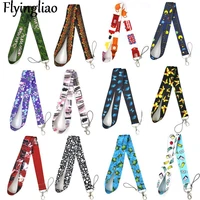 cartoon icons style anime lovers key chain lanyard neck strap for usb badge holder diy hang rope lanyards for keys id card