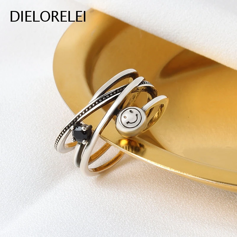 

DIELORELEI 925 Sterling Silver Niche Accessories Gift Women Adjustable Ring Style Prevent Allergy Open Ring Light Luxury Simple