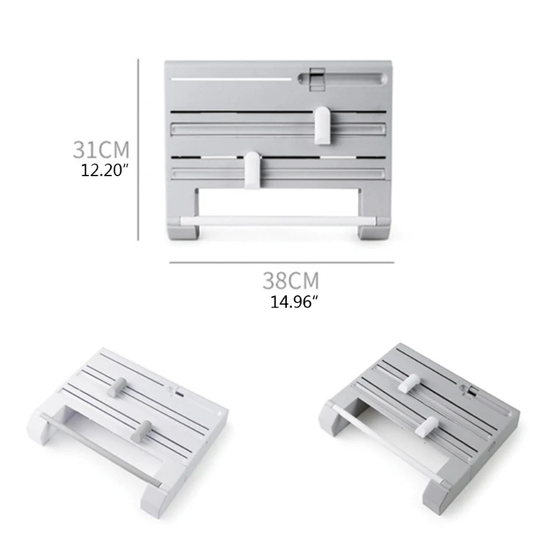 

6 in 1 Kitchen Storage Rack Multifunctional Paper Towel Holder Plastic Cling Film Cutter Wrap