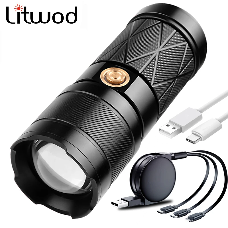 

Waterproof Rechargeable Torch Work Light Spotlight Floodling Lantern XHP90.2 Super Bright Zoomable Led Double Head Flashlight