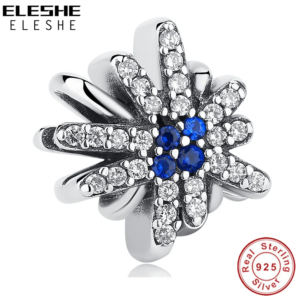 S925 Стерлинговое Серебро CZ кристалл Элегантные снежинки Бусины Подходит для