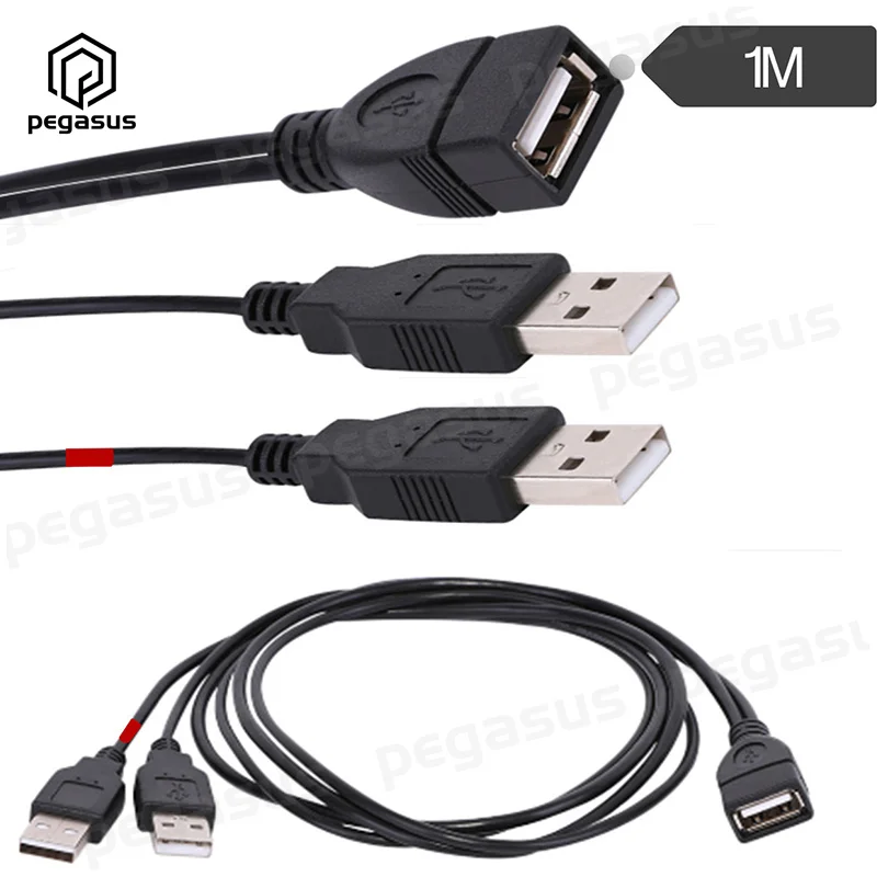 1 м USB 2 0 A Разъем мама к двойному разъему папа Y-образный разветвитель кабель