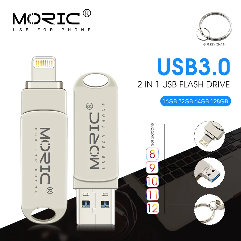 

Key Usb Flash Drive pendrive For iPhone 6/6s/6Plus/7/7Plus/8/X Usb/Otg/Lightning 2in1 Pen Drive For iOS External Storage Devices