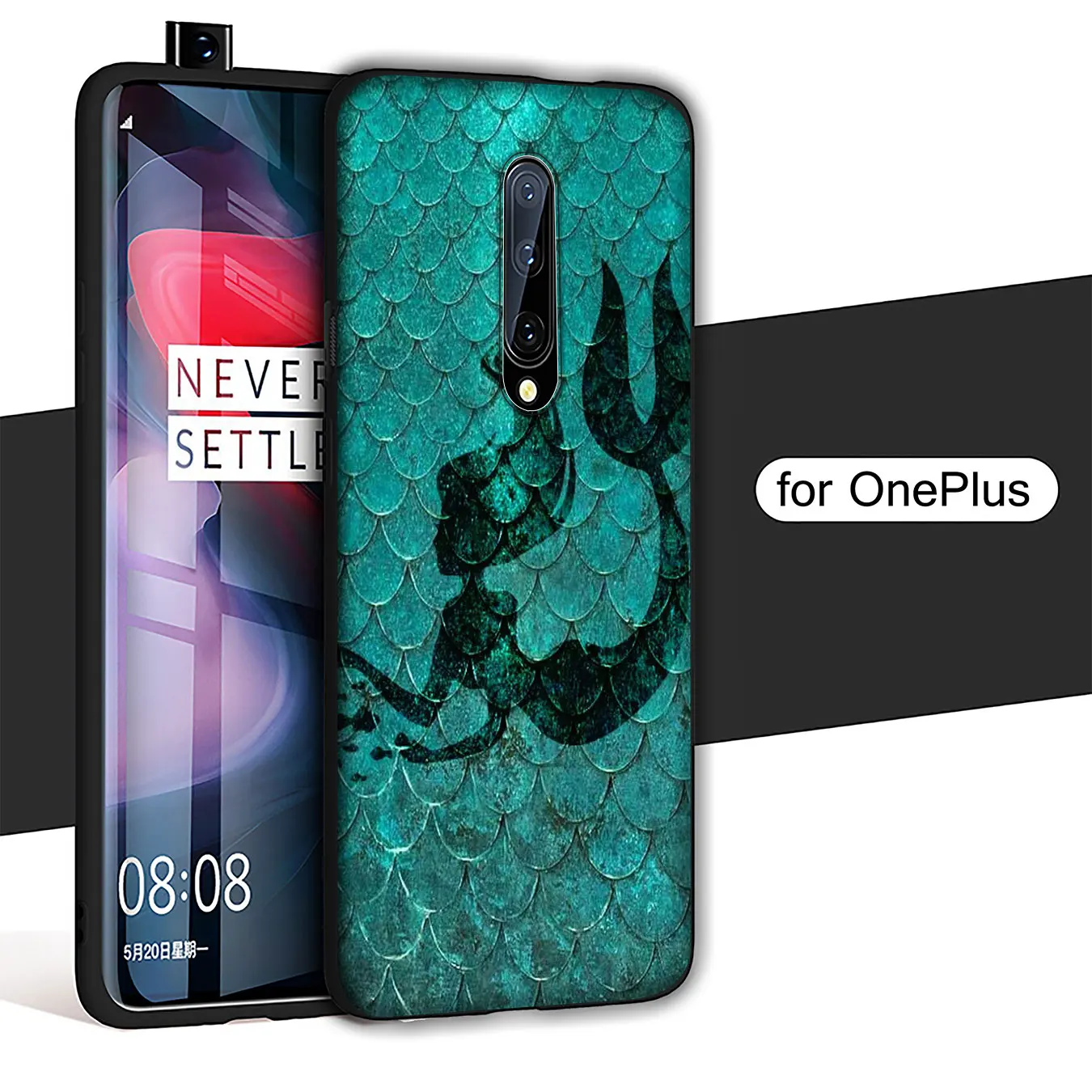IYICAO Мягкий силиконовый чехол для телефона с хвостом русалки Oneplus 7T 7 Pro 6T 5T черный
