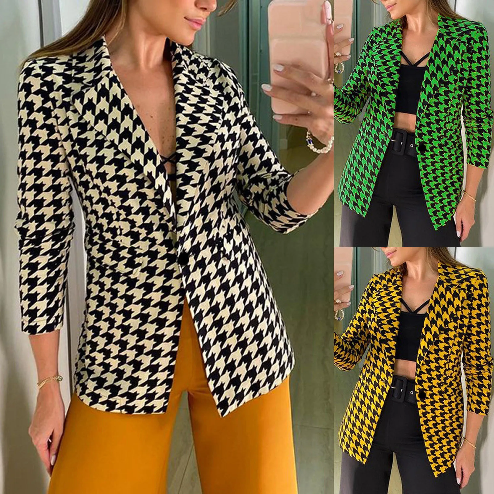 

Oversize Women's Plaid Shirt Jackets Long Sleeve Ladies Tops Outwear 2021 Spring Autumn Loose Women Blends Check Buttons Coats