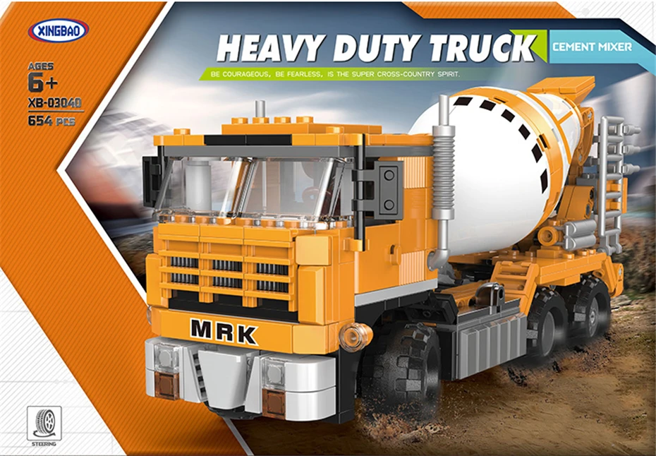 

XingBao 03040 The Off Road Model Cement Truck Set Crane Excavator Building Blocks bricks MOC Toys boys Christmas Gifts