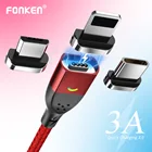 FONKEN 3A USB C кабель 4Pin Магнитный кабель Быстрая зарядка передача данных для iphone USB зарядное устройство магнитный Тип C зарядный шнур Usbc шнур
