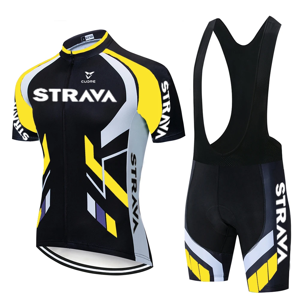 2021 команда STRAVA желтая одежда для велоспорта велосипедная Джерси Мужская летняя